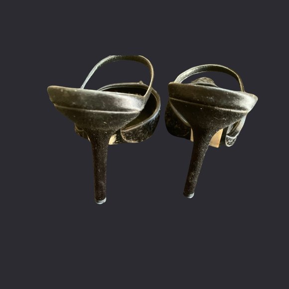 Yves Saint Laurent YSL Vintage Black Sequin Slide Pumps - Picture 5 of 7